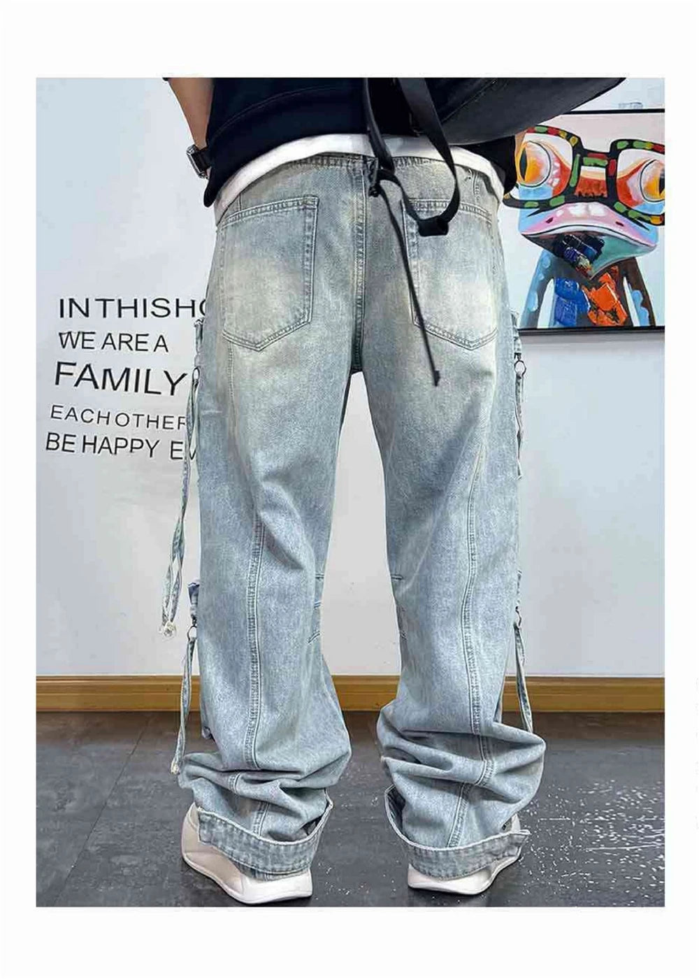 VOIDWEAR VDR_VANISH_06 ⚑ ritual-coded cargo jeans, light distressed wash, oversized stacked streetwear fit