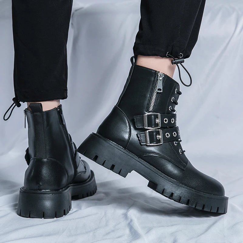 VOIDWEAR SIGNAL_VANISH_07 ☰ Shadow Strider Boots, split leather with EVA sole, winter streetwear for men