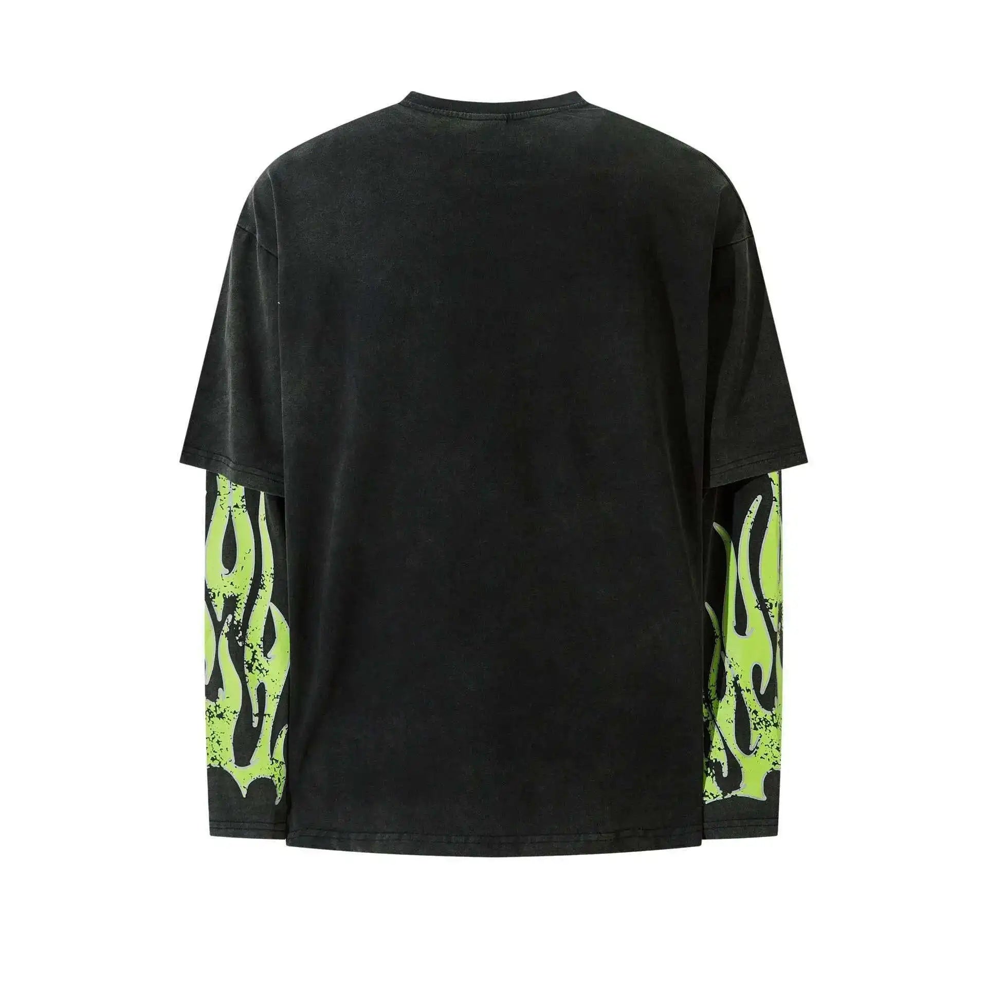 VOIDWEAR VDR_SIGNAL_28W5039 ☰ washed long sleeve, fake two-piece layered shirt, ritual-coded glyph design