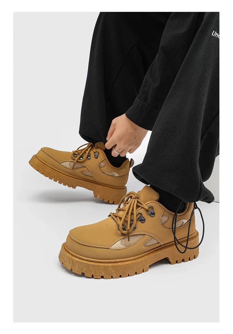 VOIDWEAR SIGNAL_VANISH_10 ☰ ankle-height PU leather boots with platform rubber outsole, mesh lining, and minimalist vanish design for spring/autumn