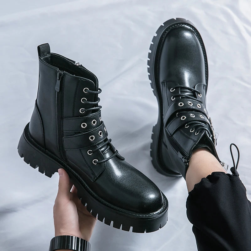 VOIDWEAR SIGNAL_VANISH_07 ☰ Shadow Strider Boots, split leather with EVA sole, winter streetwear for men