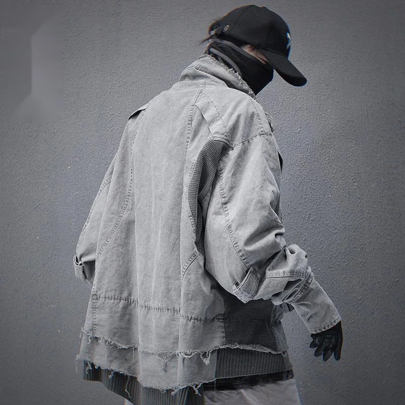 VOIDWEAR VDR_SHDW_07 washed flight jacket in dark punk style with ritual-inspired glyph details for spring/autumn streetwear
