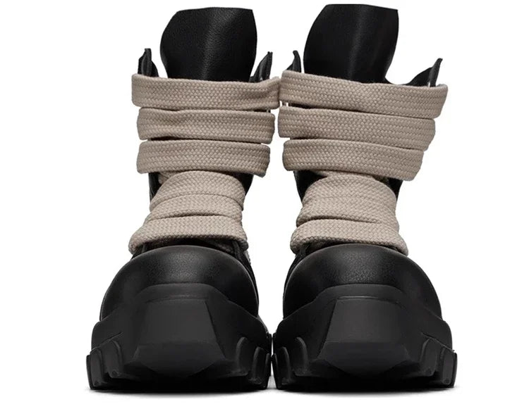 VOIDWEAR VDR_SHADOW_07 ⚑ men’s high-top leather platform boots with chunky sole, handmade in genuine black cow leather for streetwear and techwear style