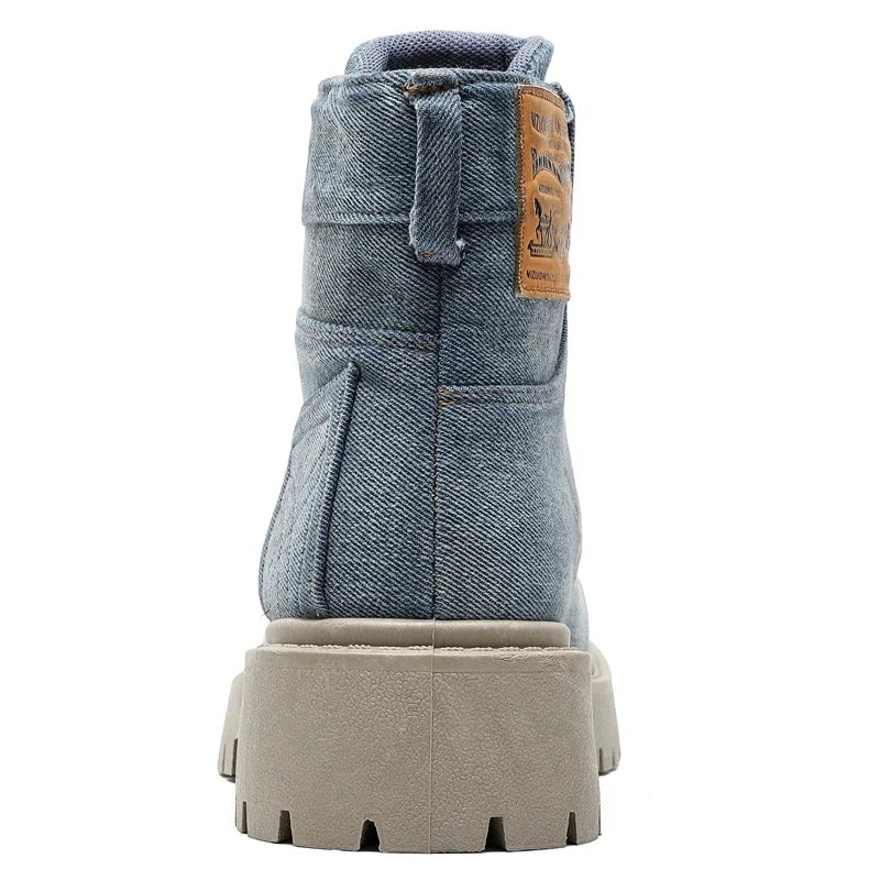 VOIDWEAR SIGNAL_VANISH_12 ☰ handmade men’s denim ankle boots with lace-up closure, pigskin insole, and shadow-coded streetwear design