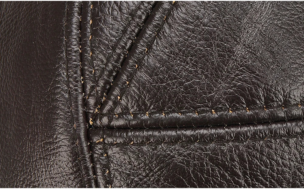 VOIDWEAR SIGNAL_VANISH_07 real cowhide leather earflap cap with adjustable visor, designed as ritual-inspired streetwear for urban shadow gear
