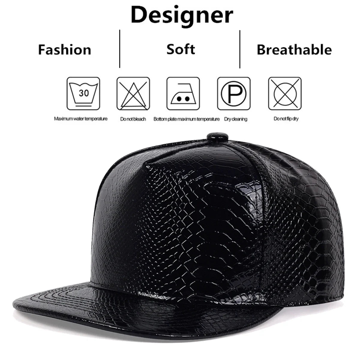 VOIDWEAR VDR_SIGNAL_CAP ☰ python-pattern leather hip-hop cap with adjustable strap and minimalist techwear aesthetic
