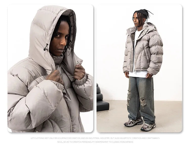 VOIDWEAR VDR_VANISH_05 ritual streetwear winter hooded jacket, oversized black coat with vanish-mode hood and signal glyph sleeve
