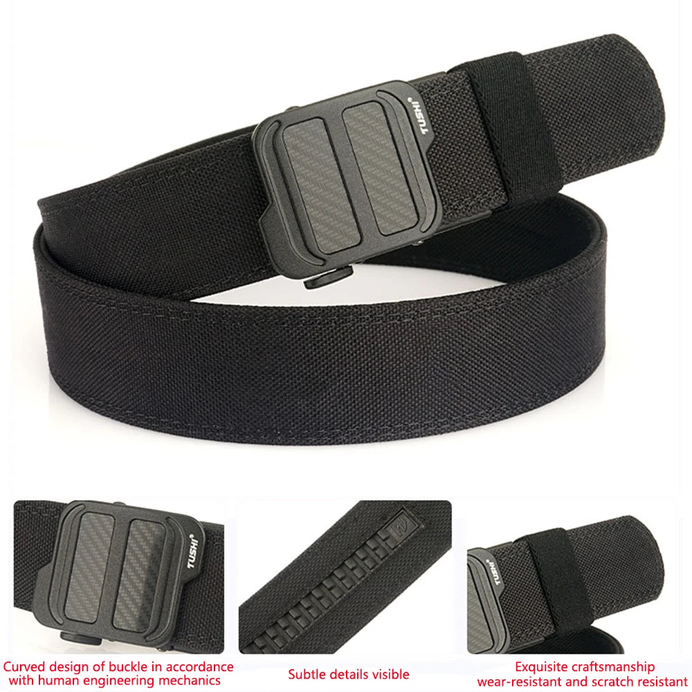 Sleek tactical nylon belt with signal glyph automatic buckle and vanish-mode design for minimalist utility
