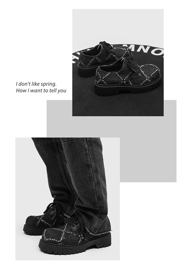 VOIDWEAR SIGNAL_CANVAS_09 ☰ men’s breathable split leather casual shoes in black, slip-on lace hybrid with rubber sole, minimalist ritual-inspired design.
