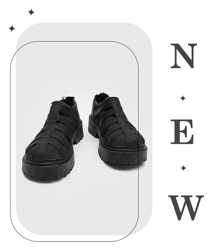 VOIDWEAR SIGNAL_VANISH_12 ☰ men’s split leather casual shoes with stitched upper, rubber sole, and ritual-inspired minimalist design.