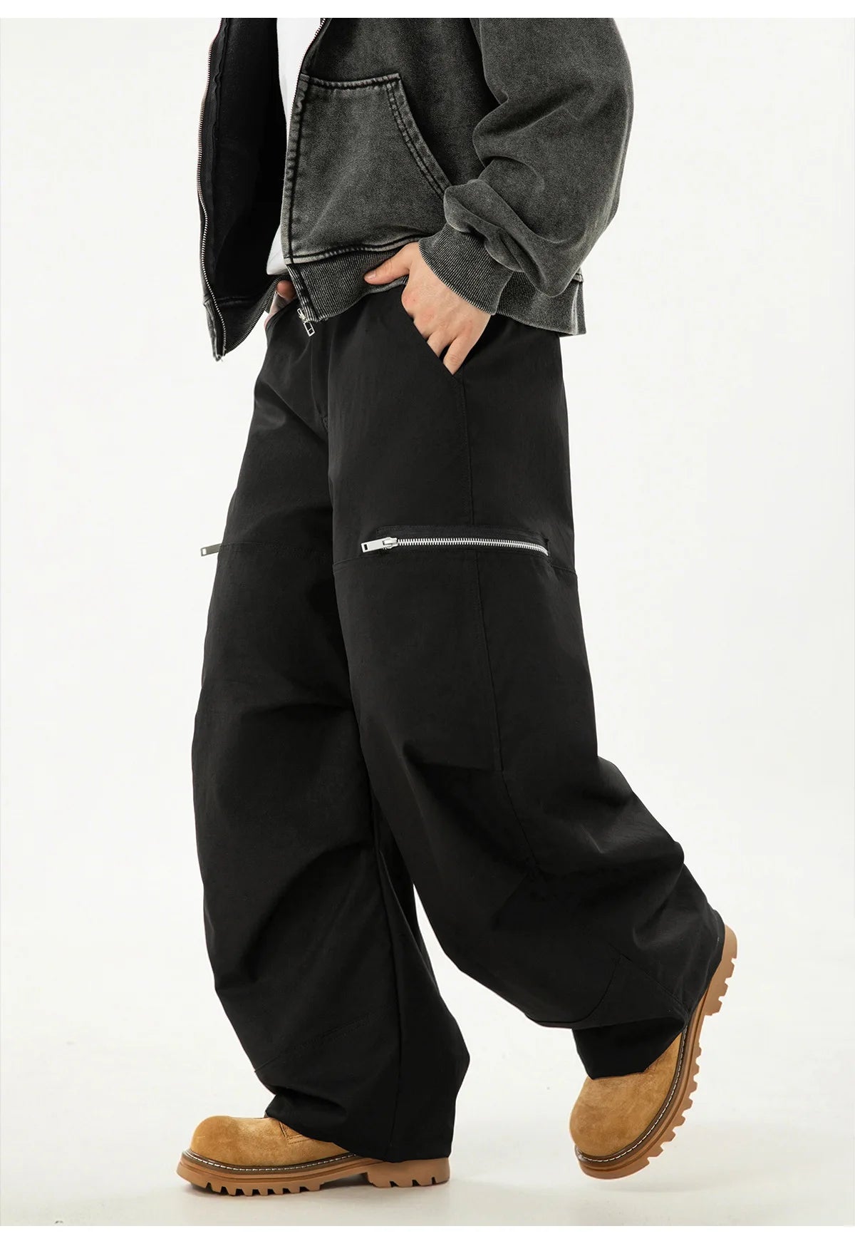 VOIDWEAR VDR_SIGNAL_MCHT ☰ pleated machete pants, paratrooper style, tactical zipper, loose fit, symbolic glyph tab