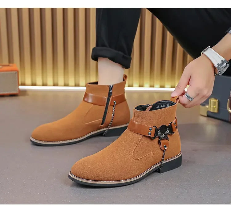 VOIDWEAR SIGNAL_VANISH_09 ☰ waterproof PU suede Chelsea-inspired streetwear boots with lace-up closure and ritual shadow-tech aesthetic