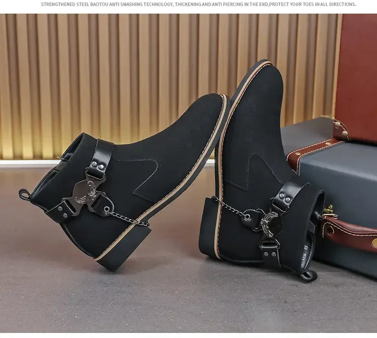 VOIDWEAR SIGNAL_VANISH_09 ☰ waterproof PU suede Chelsea-inspired streetwear boots with lace-up closure and ritual shadow-tech aesthetic