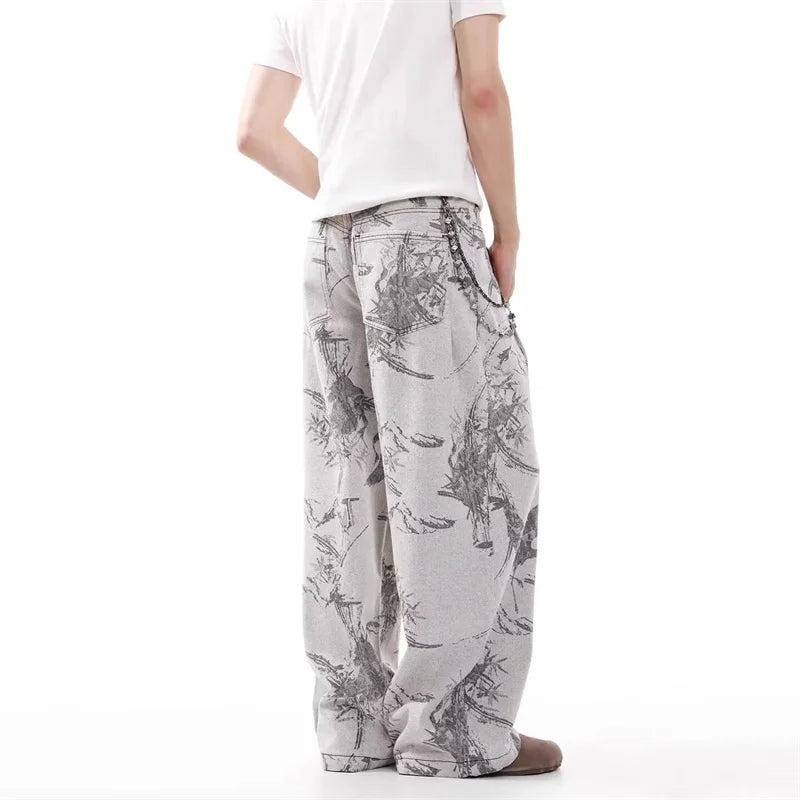VOIDWEAR VDR_VANISH_07 Eclipse goth graphic baggy jeans washed gray patchwork Y2K streetwear