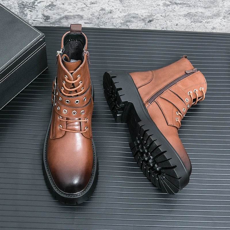 VOIDWEAR SIGNAL_VANISH_07 ☰ Shadow Strider Boots, split leather with EVA sole, winter streetwear for men