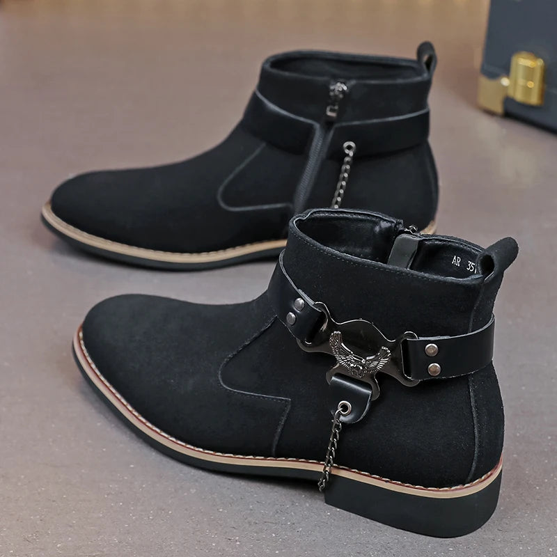 VOIDWEAR SIGNAL_VANISH_09 ☰ waterproof PU suede Chelsea-inspired streetwear boots with lace-up closure and ritual shadow-tech aesthetic