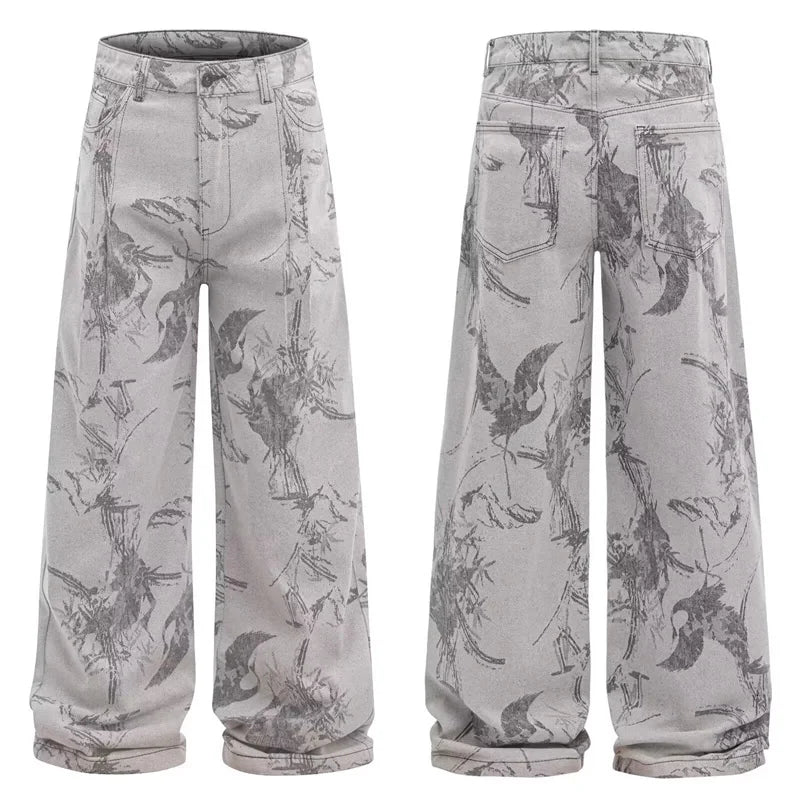 VOIDWEAR VDR_VANISH_07 Eclipse goth graphic baggy jeans washed gray patchwork Y2K streetwear