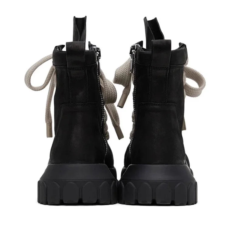 VOIDWEAR VDR_SHADOW_07 ⚑ men’s high-top leather platform boots with chunky sole, handmade in genuine black cow leather for streetwear and techwear style