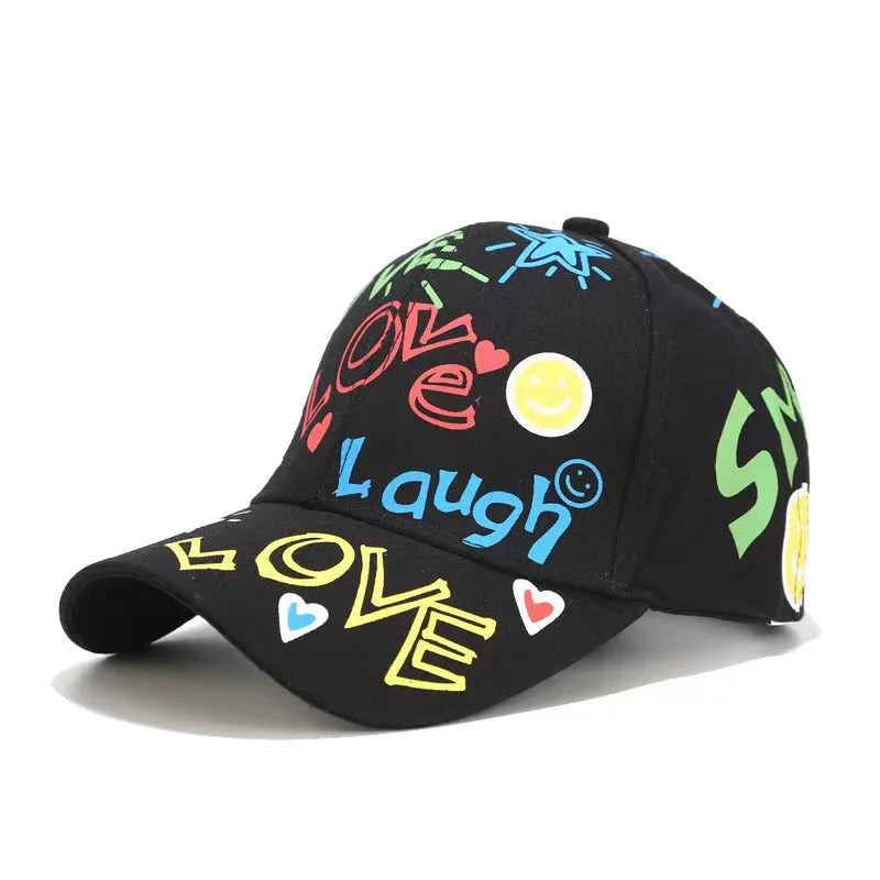 VOIDWEAR SIGNAL_VANISH_05 graffiti print cotton baseball cap with adjustable strap, designed for urban summer shadow-motion style