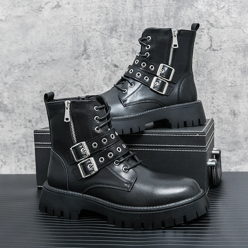 VOIDWEAR SIGNAL_VANISH_07 ☰ Shadow Strider Boots, split leather with EVA sole, winter streetwear for men