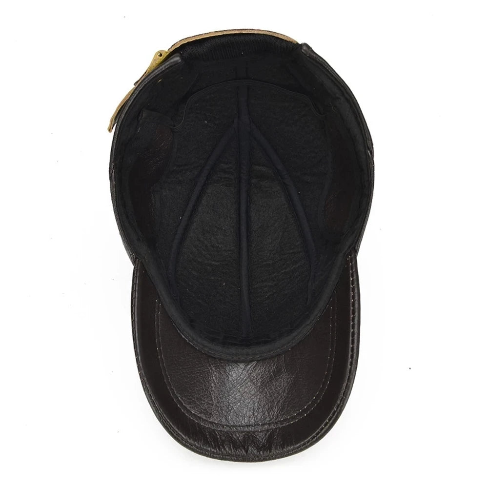 Black leather cap on a white background