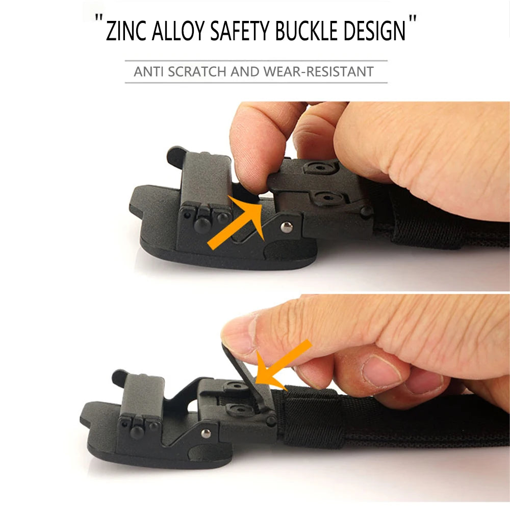 Zinc alloy safety buckle design with anti-scratch and wear-resistant features.