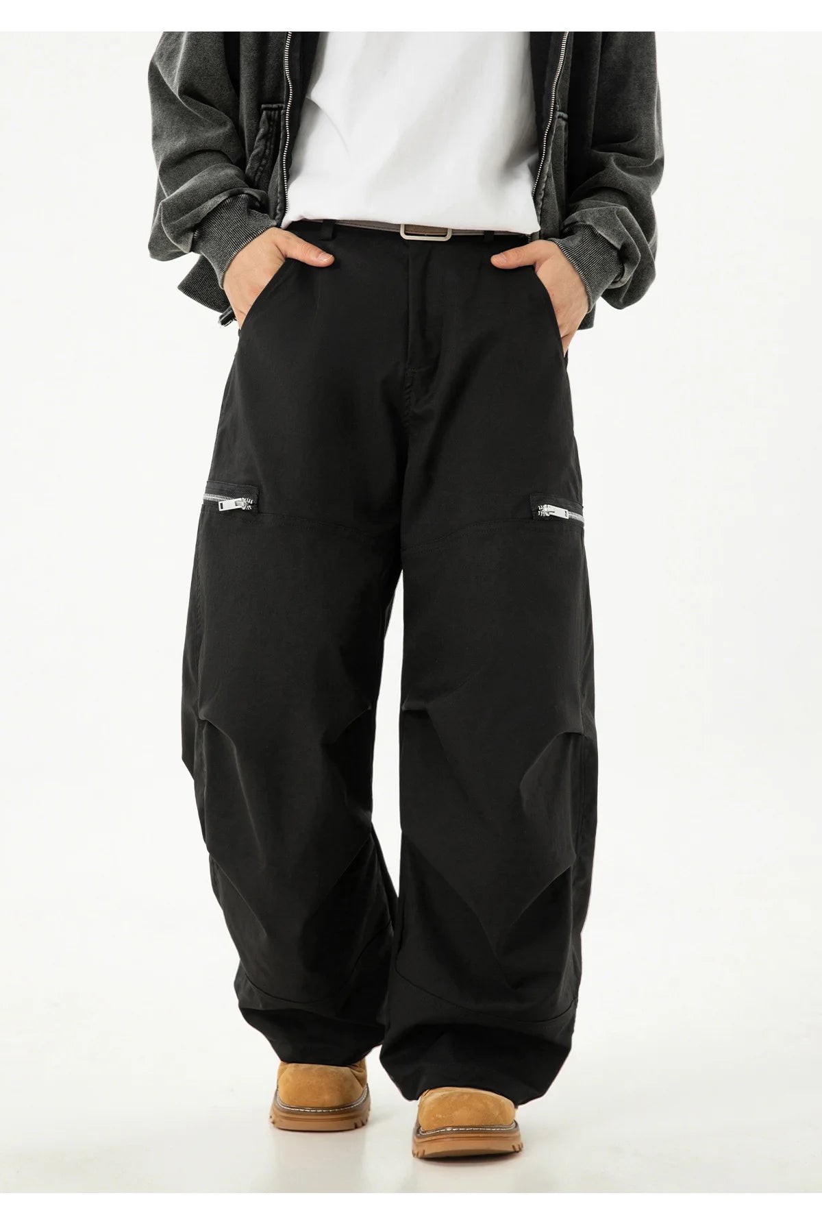 VOIDWEAR VDR_SIGNAL_MCHT ☰ pleated machete pants, paratrooper style, tactical zipper, loose fit, symbolic glyph tab