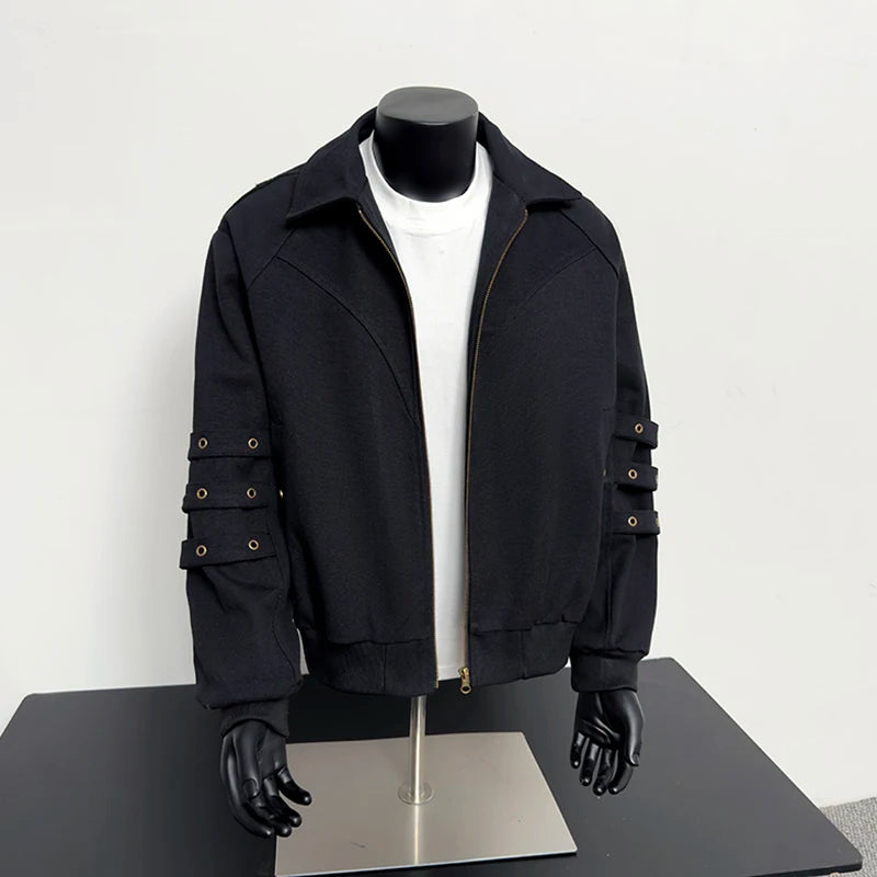 VOIDWEAR VDR_VANISH_05 ☰ black khaki jacket — ritual-inspired streetwear with signal glyph embroidery, minimalist techwear layering. Black jacket on a mannequin with a white background