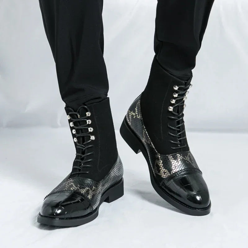VOIDWEAR SIGNAL_VANISH_09 ☰ Shadow Rider Boots, patent PU leather, EVA insoles, above-ankle winter streetwear motorcycle boots for men
