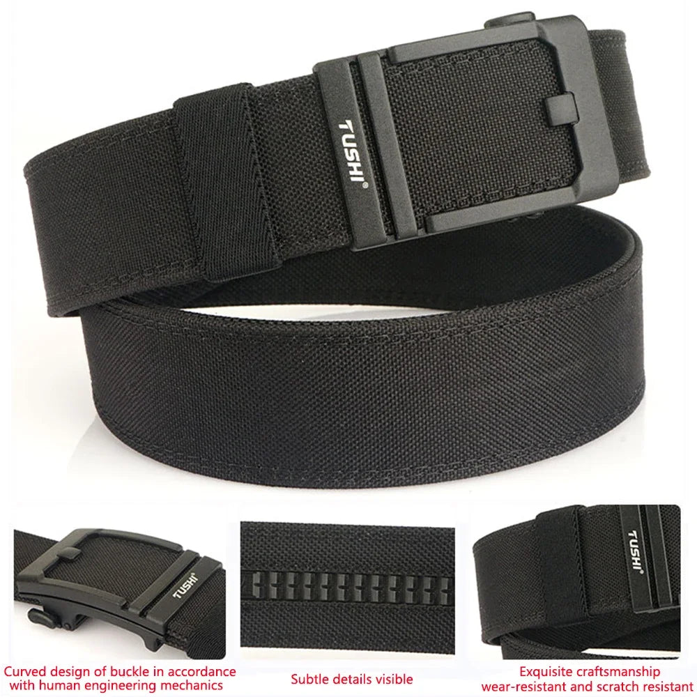 Diagram comparing Voidwear SC//12 nylon belt to standard canvas and leather belts