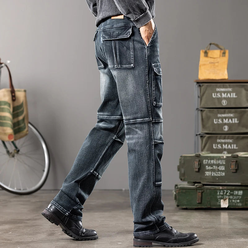 VDR_VANISH_WL ☰ wide-leg cargo jeans — side view — midweight denim