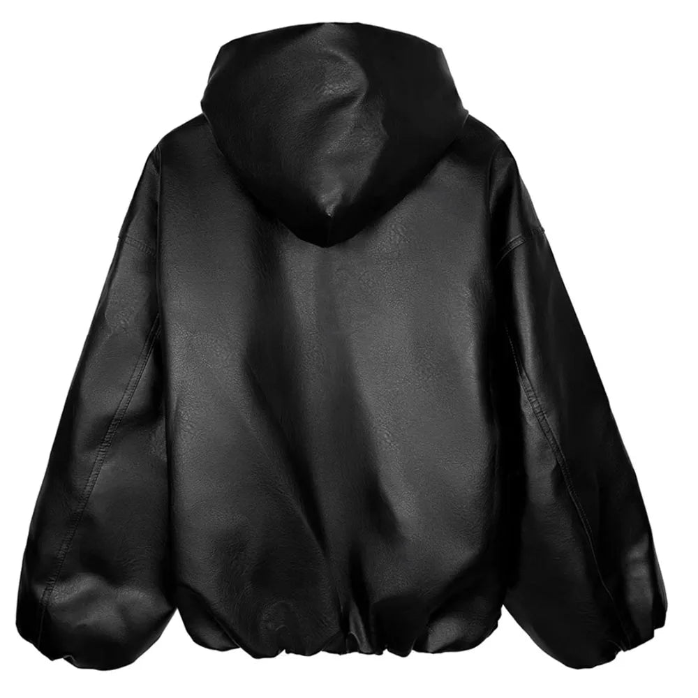 VOIDWEAR SIGNAL_VANISH_06 ☰ windbreaker shown in Tokyo night alley, matte black PU texture visible, signal glyph reflected under neon