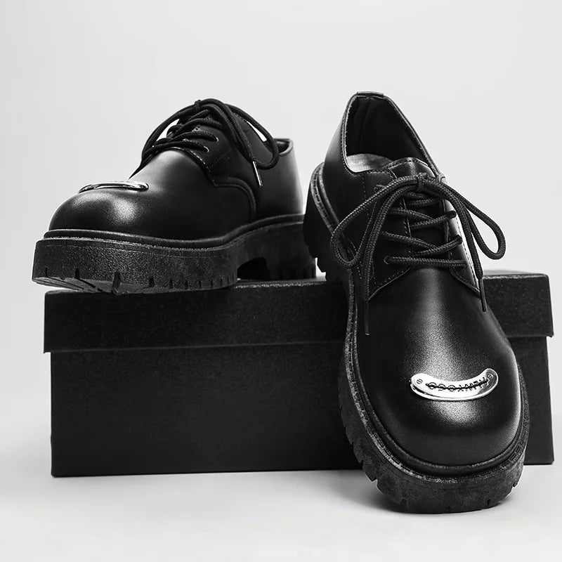 VOIDWEAR SIGNAL_VANISH_09 ☰ ritual-inspired PU leather Oxford shoes with lace-up closure, platform PVC outsole, and minimalist vanish design for spring/autumn