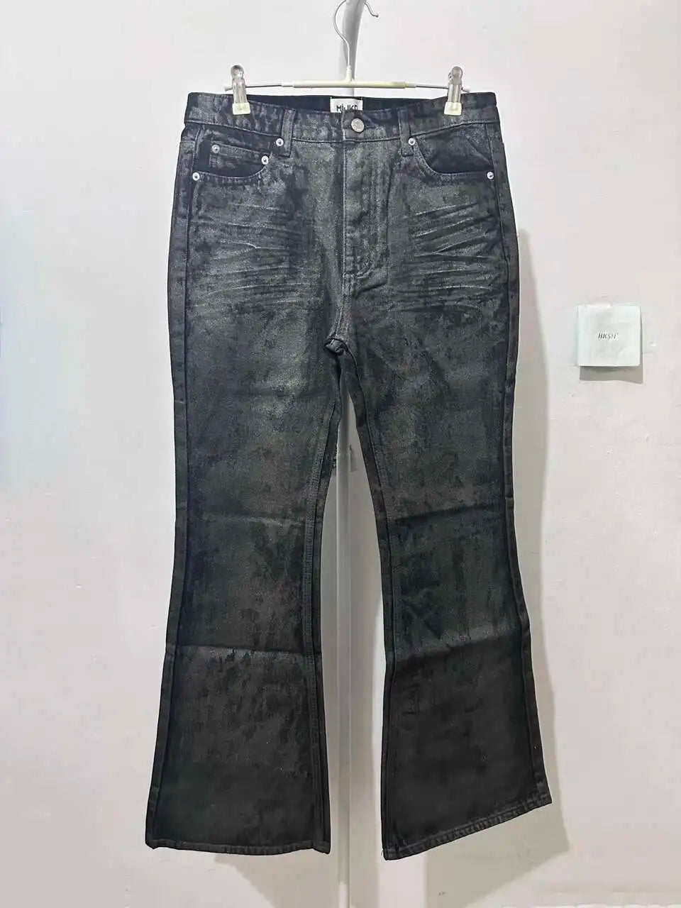 VOIDWEAR SIGNAL-FLARE_05 ☰ waxed black flare denim, symbolic coded jeans – men’s streetwear Europe & USA