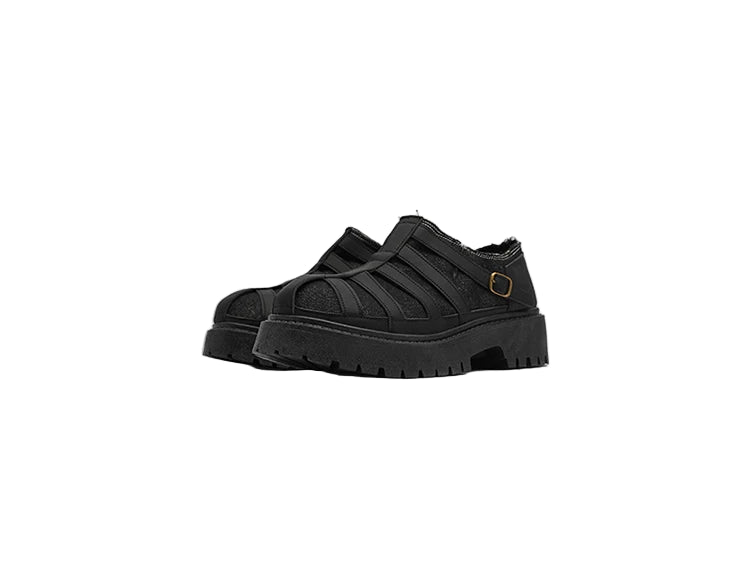 VOIDWEAR SIGNAL_VANISH_12 ☰ men’s split leather casual shoes with stitched upper, rubber sole, and ritual-inspired minimalist design.