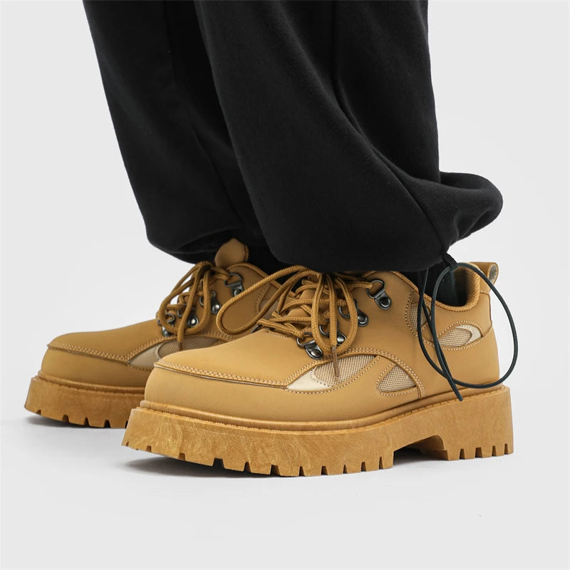 VOIDWEAR SIGNAL_VANISH_10 ☰ ankle-height PU leather boots with platform rubber outsole, mesh lining, and minimalist vanish design for spring/autumn