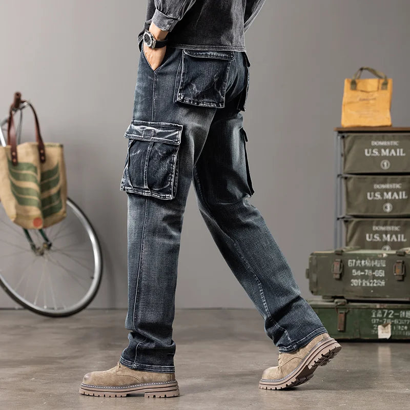 VDR_VANISH_WL ☰ wide-leg cargo jeans — side view — midweight denim
