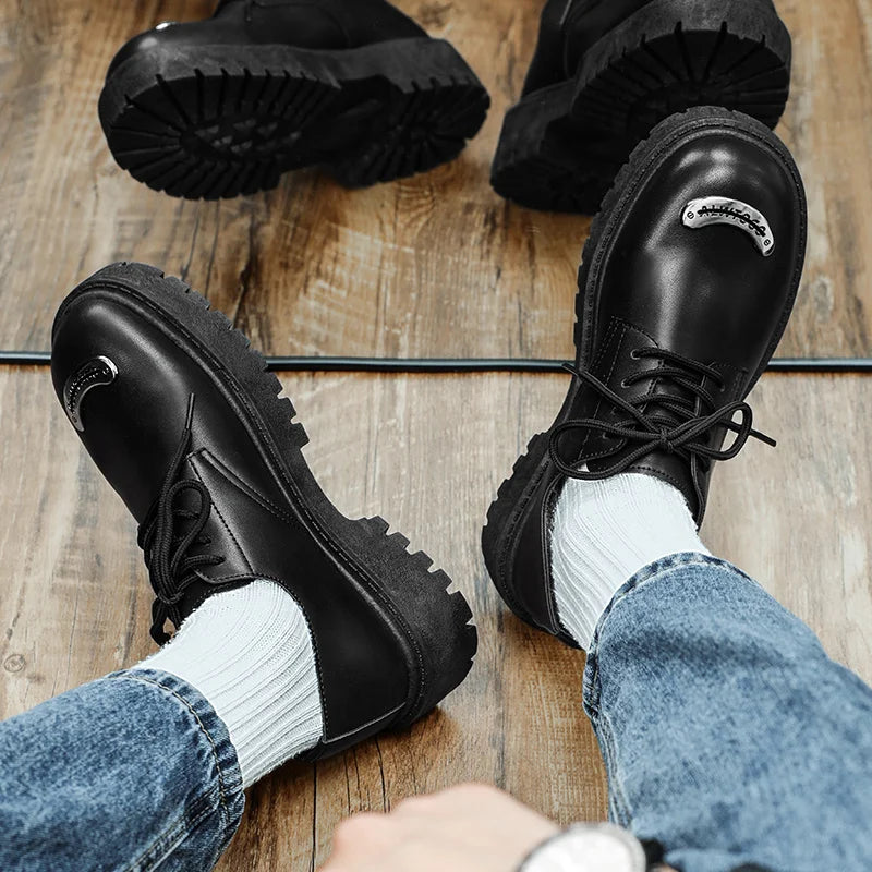 VOIDWEAR SIGNAL_VANISH_09 ☰ ritual-inspired PU leather Oxford shoes with lace-up closure, platform PVC outsole, and minimalist vanish design for spring/autumn