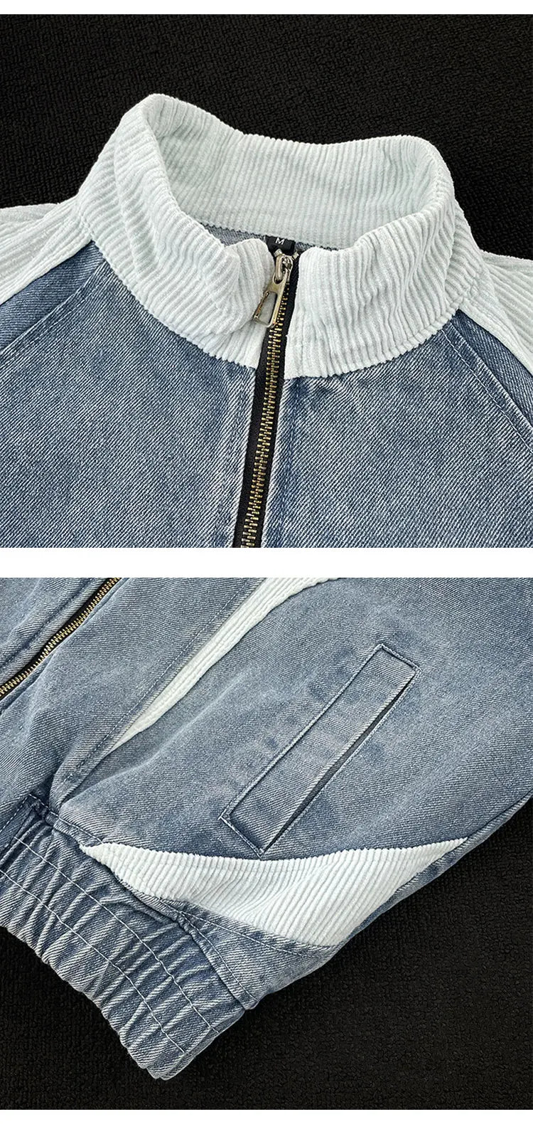VOIDWEAR VDR_VANISH_PATCH ⚑ patchwork denim bomber jacket with glyph embroidery, worn-out texture, streetwear outerwear