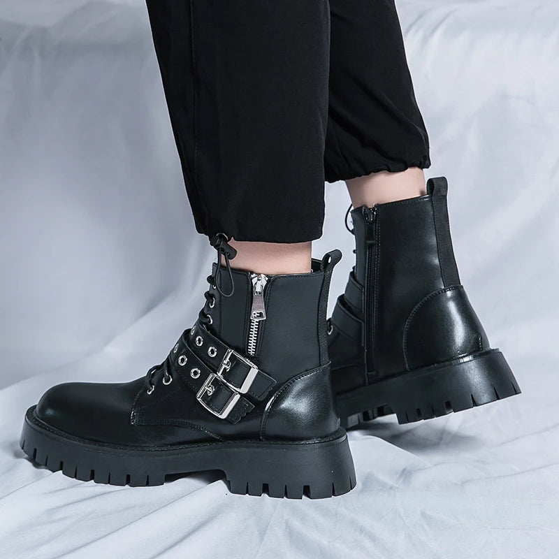 VOIDWEAR SIGNAL_VANISH_07 ☰ Shadow Strider Boots, split leather with EVA sole, winter streetwear for men