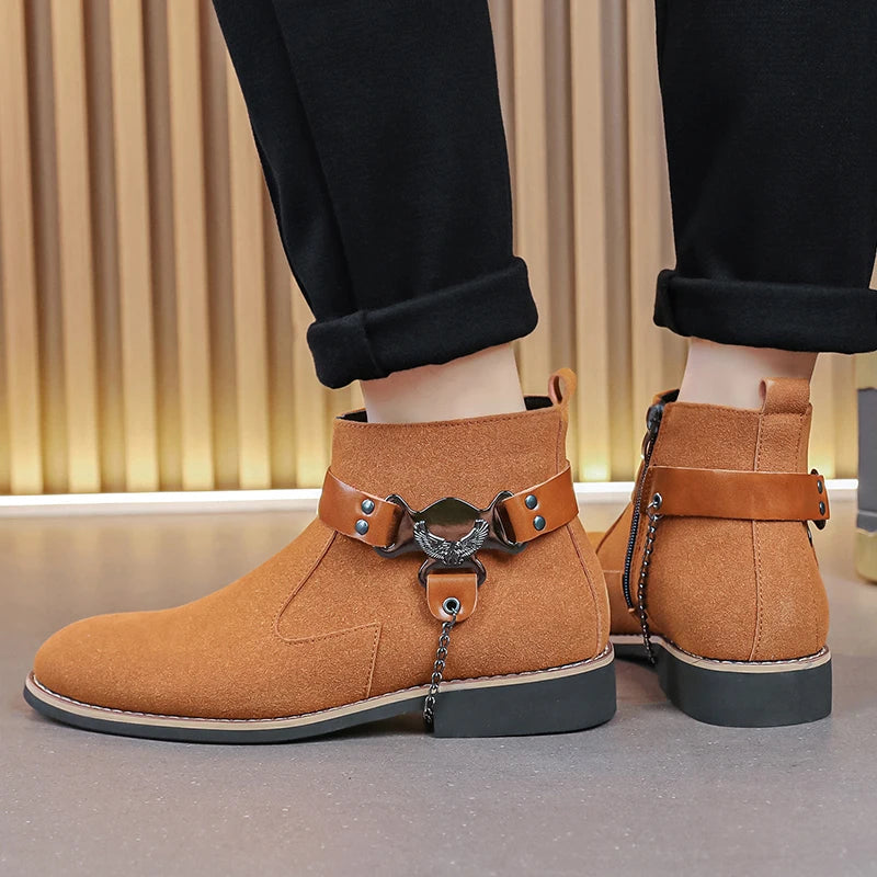 VOIDWEAR SIGNAL_VANISH_09 ☰ waterproof PU suede Chelsea-inspired streetwear boots with lace-up closure and ritual shadow-tech aesthetic