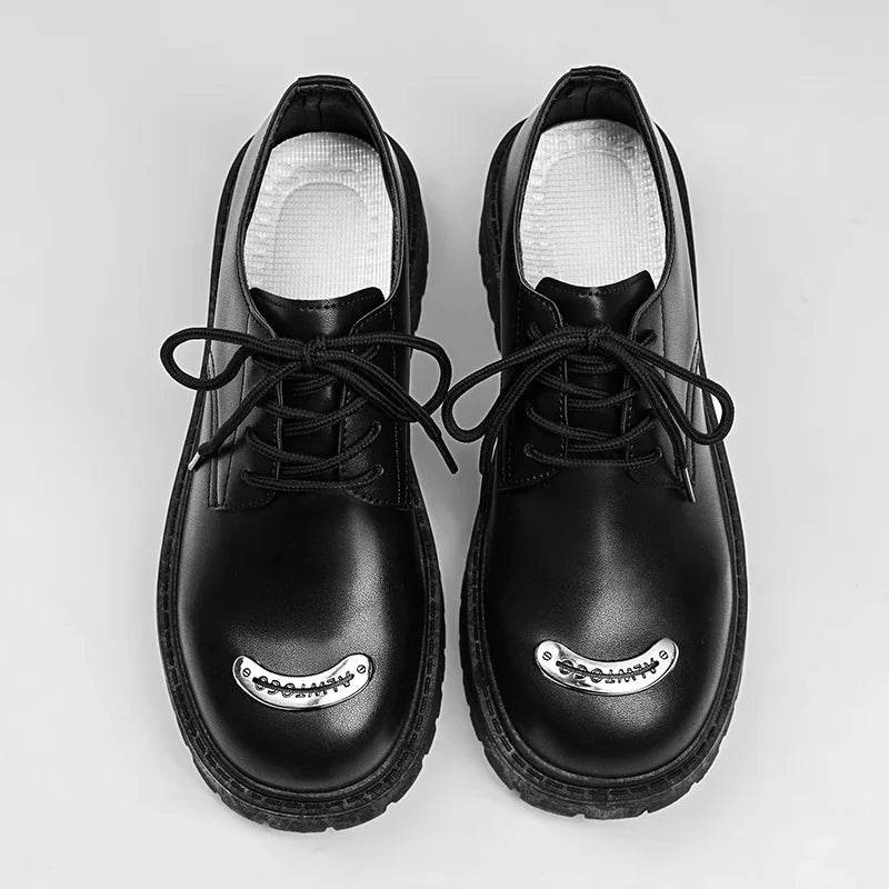 VOIDWEAR SIGNAL_VANISH_09 ☰ ritual-inspired PU leather Oxford shoes with lace-up closure, platform PVC outsole, and minimalist vanish design for spring/autumn