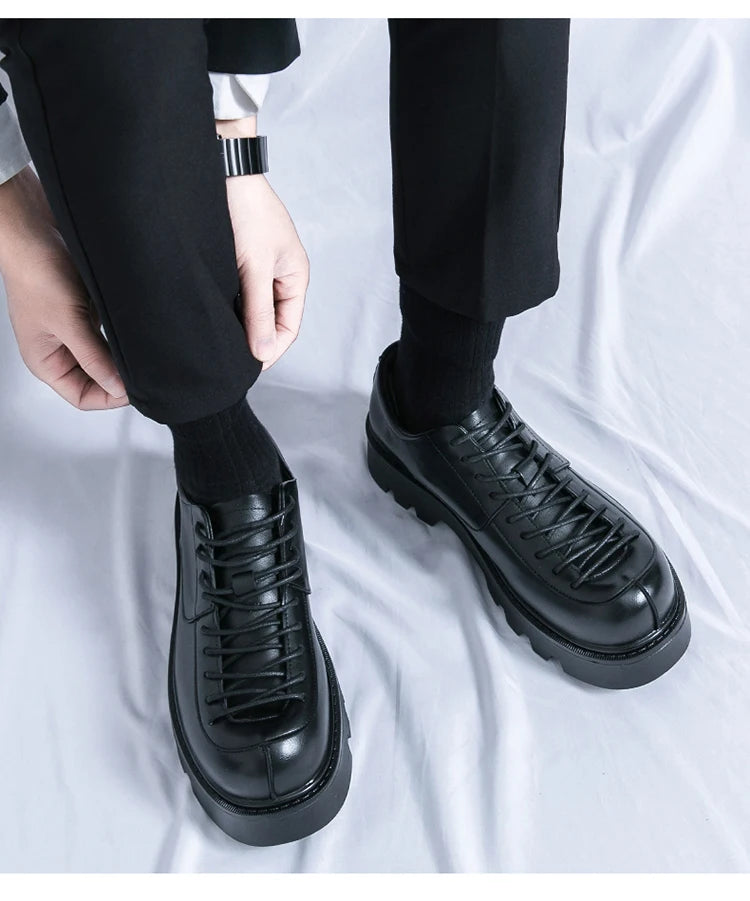 VOIDWEAR SIGNAL_VANISH_11 ☰ split leather platform streetwear shoes with lace-up closure and shadow-coded design, optimized for spring and autumn