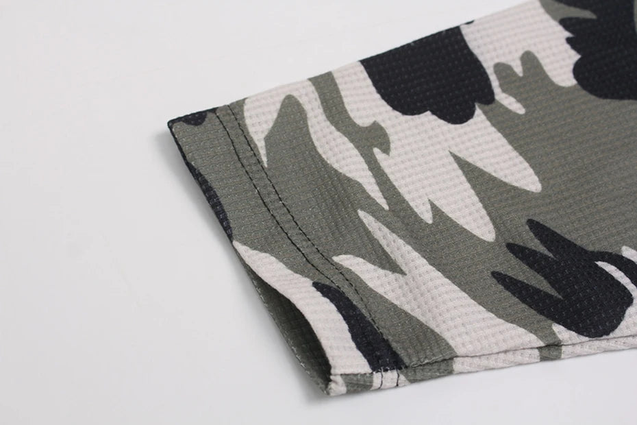 VOIDWEAR oversized camo tee with glyph and vanish-mode hood, 100% cotton, streetwear long sleeve