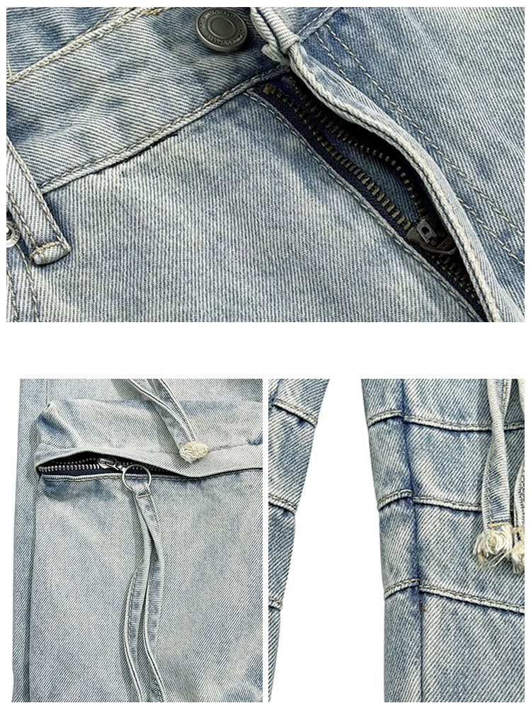VOIDWEAR VDR_VANISH_06 ⚑ ritual-coded cargo jeans, light distressed wash, oversized stacked streetwear fit