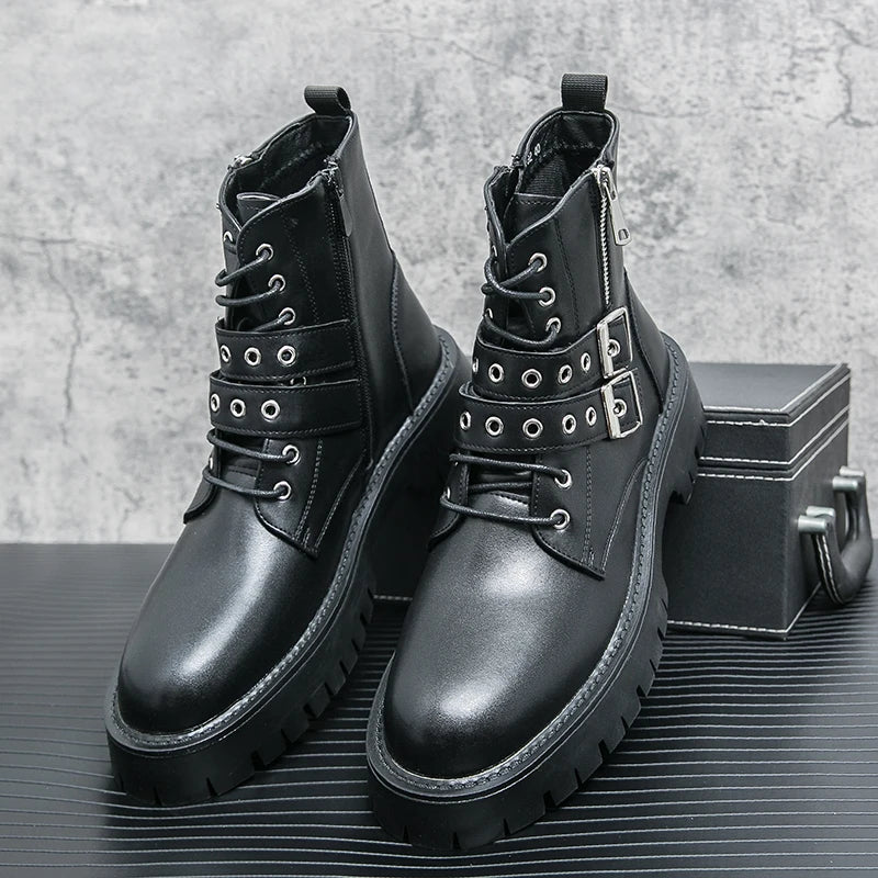 VOIDWEAR SIGNAL_VANISH_07 ☰ Shadow Strider Boots, split leather with EVA sole, winter streetwear for men