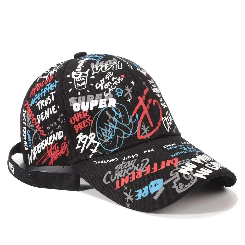 VOIDWEAR SIGNAL_VANISH_05 graffiti print cotton baseball cap with adjustable strap, designed for urban summer shadow-motion style