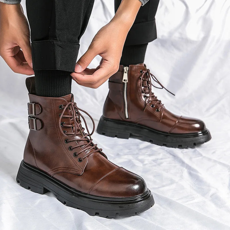 VOIDWEAR SIGNAL_VANISH_11 ☰ men’s patent leather Chelsea boots, waterproof, lace-up zipper hybrid, ritual-inspired streetwear design