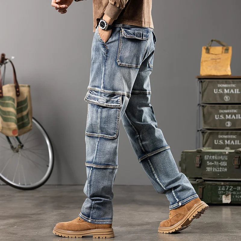VDR_VANISH_WL ☰ wide-leg cargo jeans — side view — midweight denim