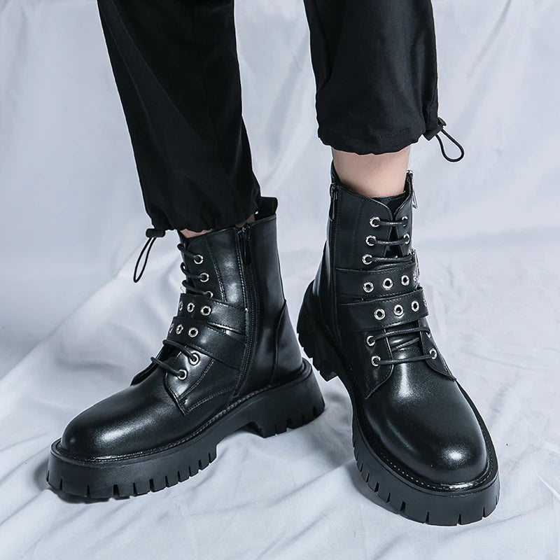 VOIDWEAR SIGNAL_VANISH_07 ☰ Shadow Strider Boots, split leather with EVA sole, winter streetwear for men